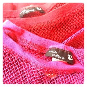 2 90’s white moon fishnet long sleeve top bundle